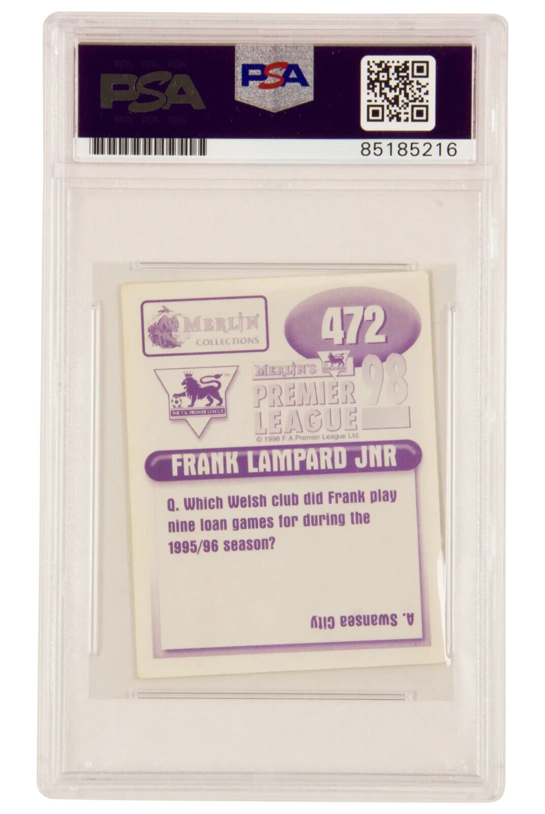 Frank Lampard Signed 1998 Merlin Premier League Sticker #472 – PSA 10 Autograph